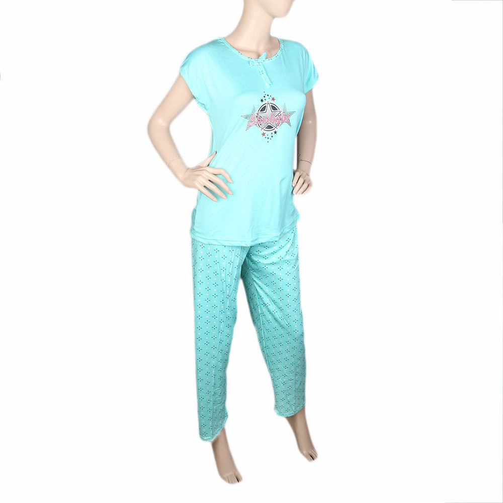 Women's 2 Piece Night Suit - Sea Green, Women, Night Suit, Chase Value, Chase Value