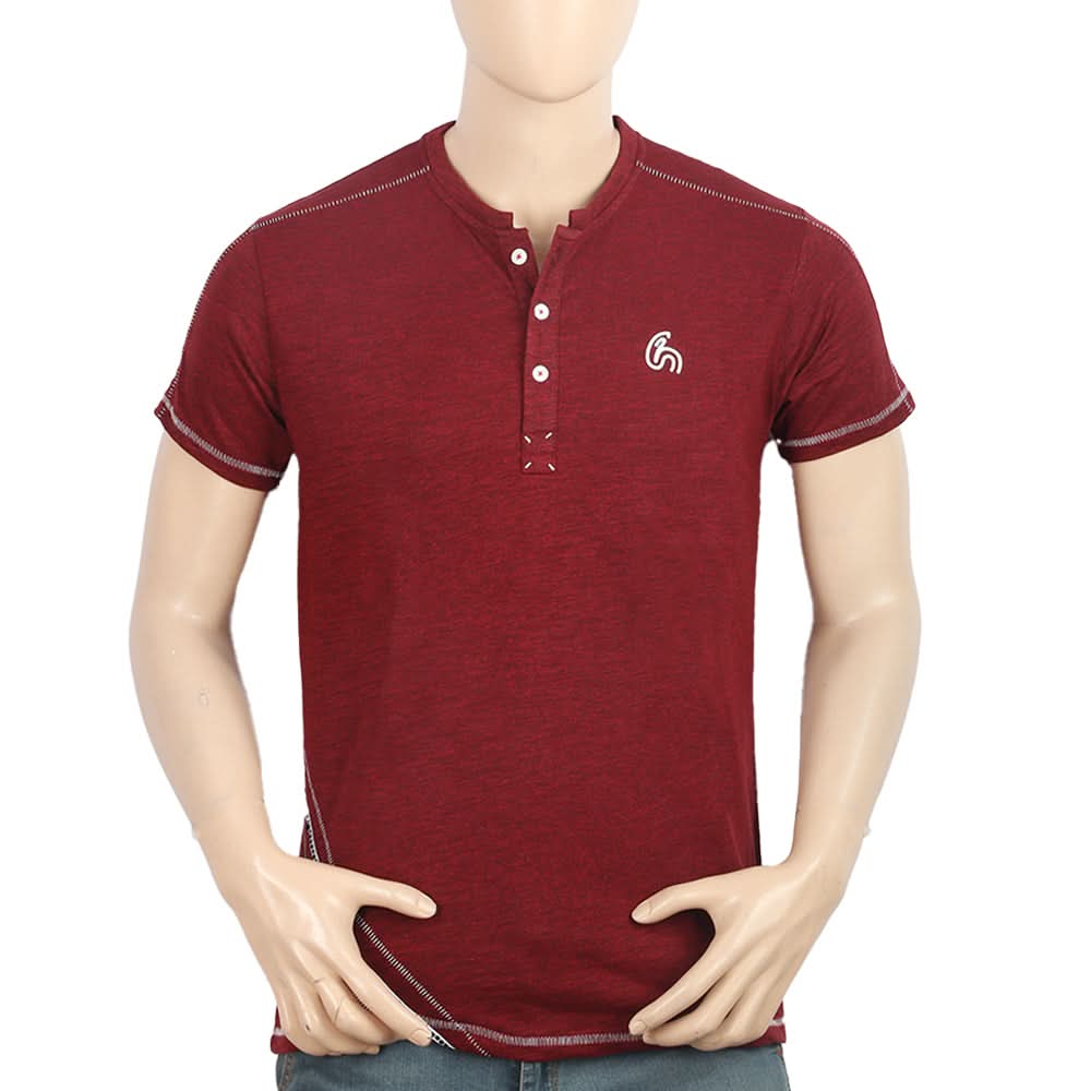 Men's Half Sleeves Round Neck T-Shirt - Maroon, Men, T-Shirts And Polos, Chase Value, Chase Value