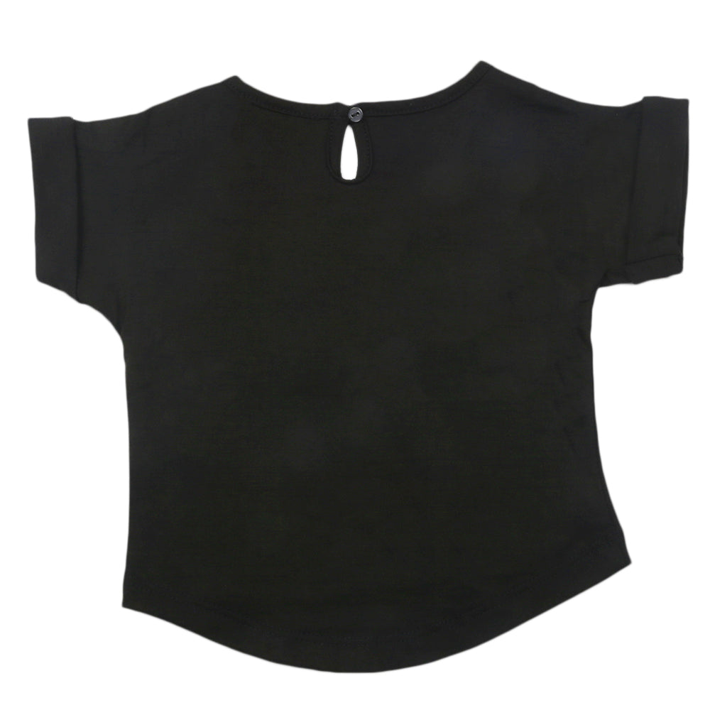 Newborn Girls Half Sleeves T-Shirt - Black, Kids, Newborn Girls T-Shirts, Chase Value, Chase Value