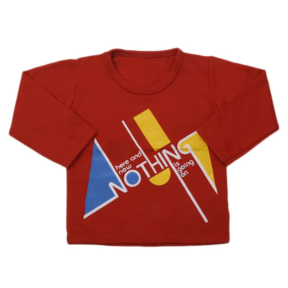 Boy's Full Sleeves T-Shirt - Rust, Kids, Boys T-Shirts, Chase Value, Chase Value