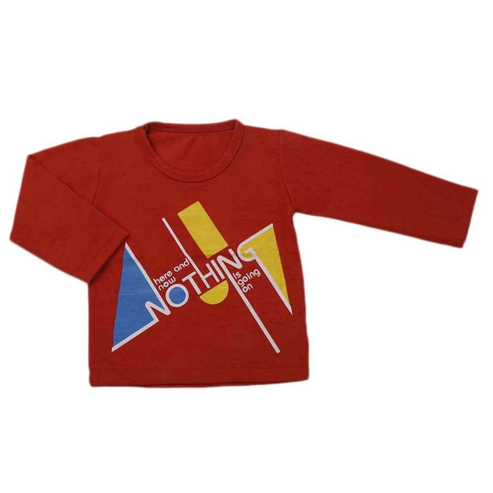 Boy's Full Sleeves T-Shirt - Rust, Kids, Boys T-Shirts, Chase Value, Chase Value