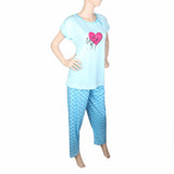 Women's 2 Piece Night Suit - Cyan, Women, Night Suit, Chase Value, Chase Value