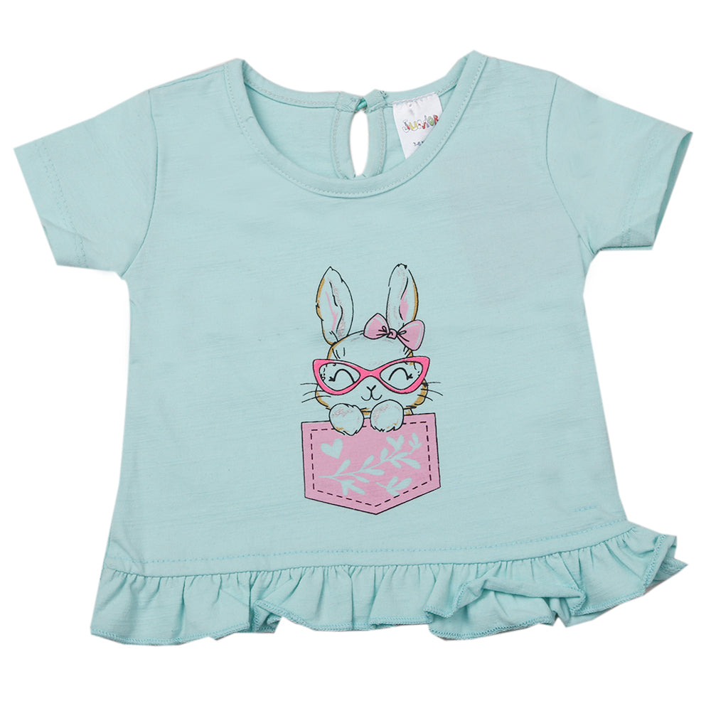 Newborn Girls Half Sleeves T-Shirt - Cyan, Kids, Newborn Girls T-Shirts, Chase Value, Chase Value