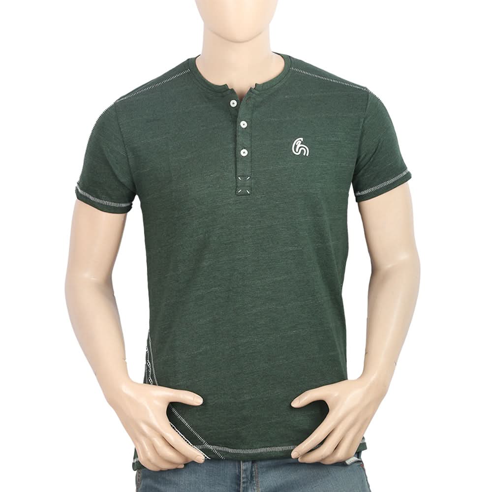 Men's Half Sleeves Round Neck T-Shirt - Dark Green, Men, T-Shirts And Polos, Chase Value, Chase Value