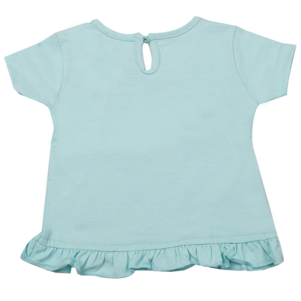 Newborn Girls Half Sleeves T-Shirt - Cyan, Kids, Newborn Girls T-Shirts, Chase Value, Chase Value