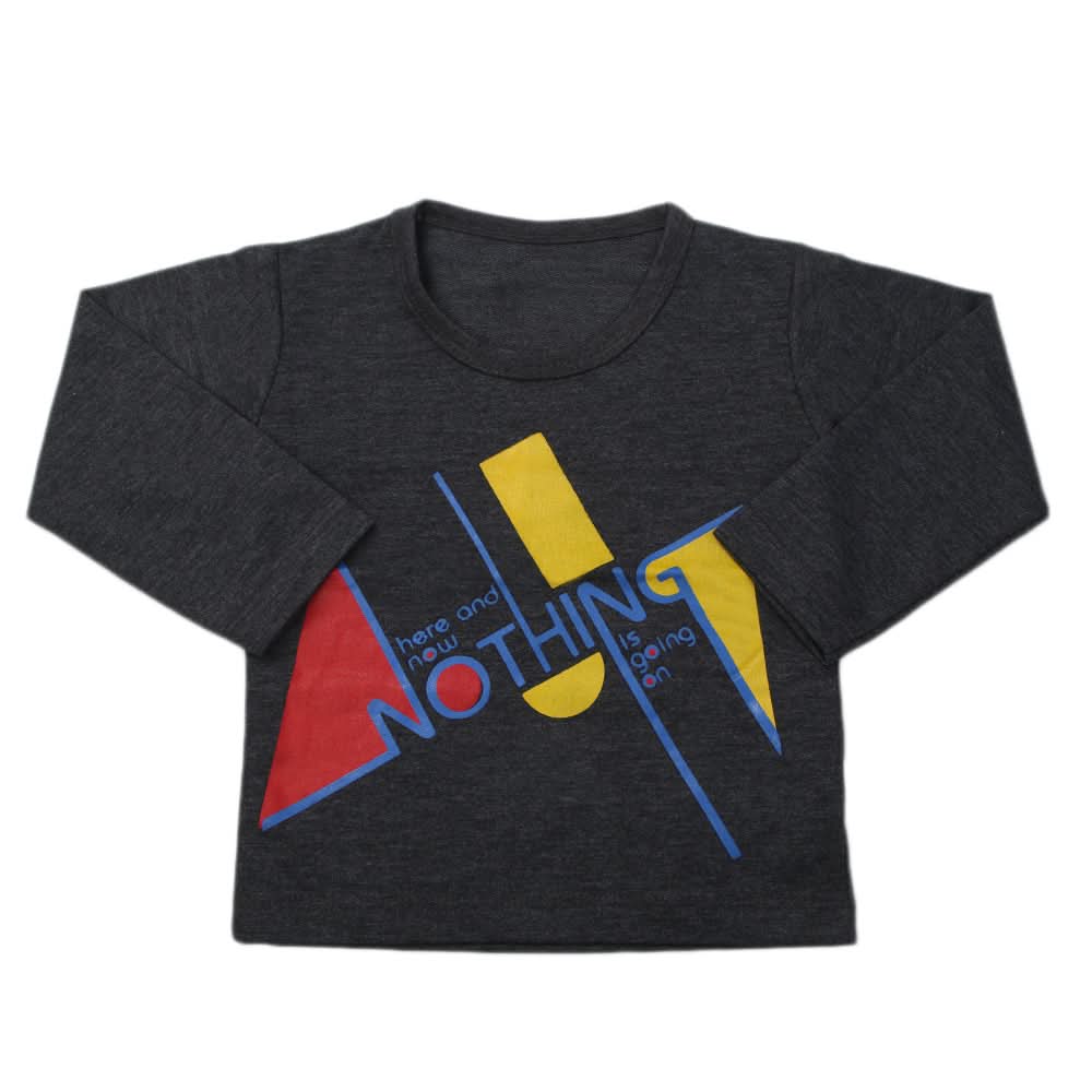 Boy's Full Sleeves T-Shirt - Dark Grey, Kids, Boys T-Shirts, Chase Value, Chase Value
