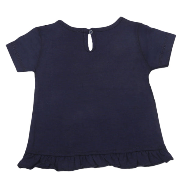 Newborn Girls Half Sleeves T-Shirt - Navy Blue, Kids, Newborn Girls T-Shirts, Chase Value, Chase Value