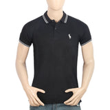 Men's Half Sleeves Collar Tip Polo T-Shirt - Black, Men, T-Shirts And Polos, Chase Value, Chase Value