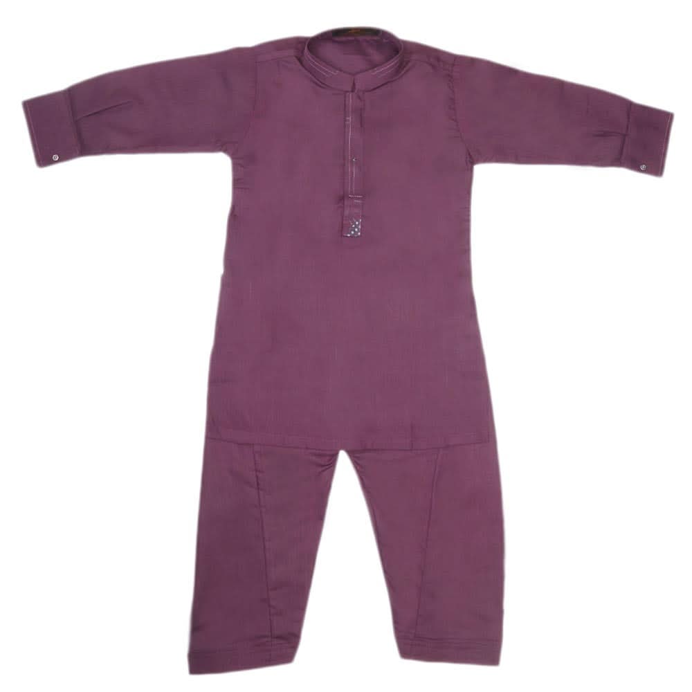 Boys Embroidered Kurta Shalwar Suit - Purple, Kids, Boys Shalwar Kameez, Chase Value, Chase Value
