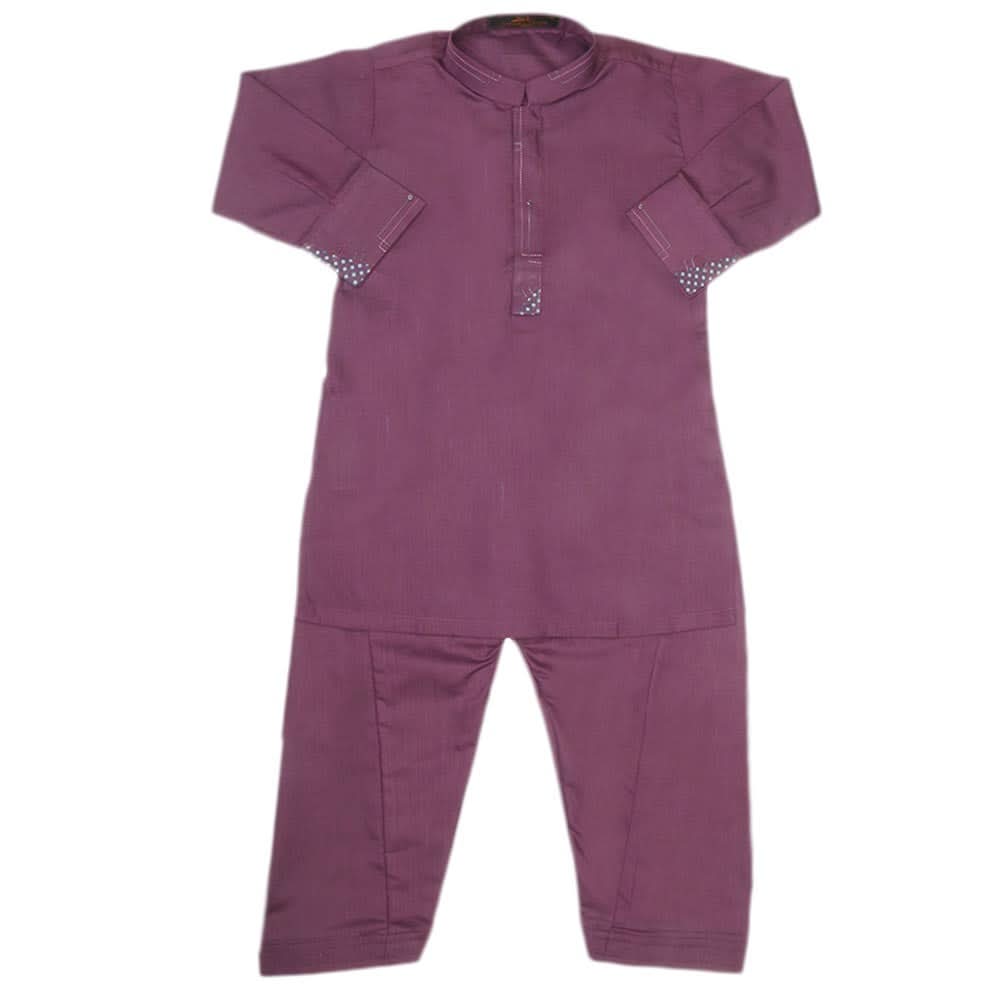 Boys Embroidered Kurta Shalwar Suit - Purple, Kids, Boys Shalwar Kameez, Chase Value, Chase Value