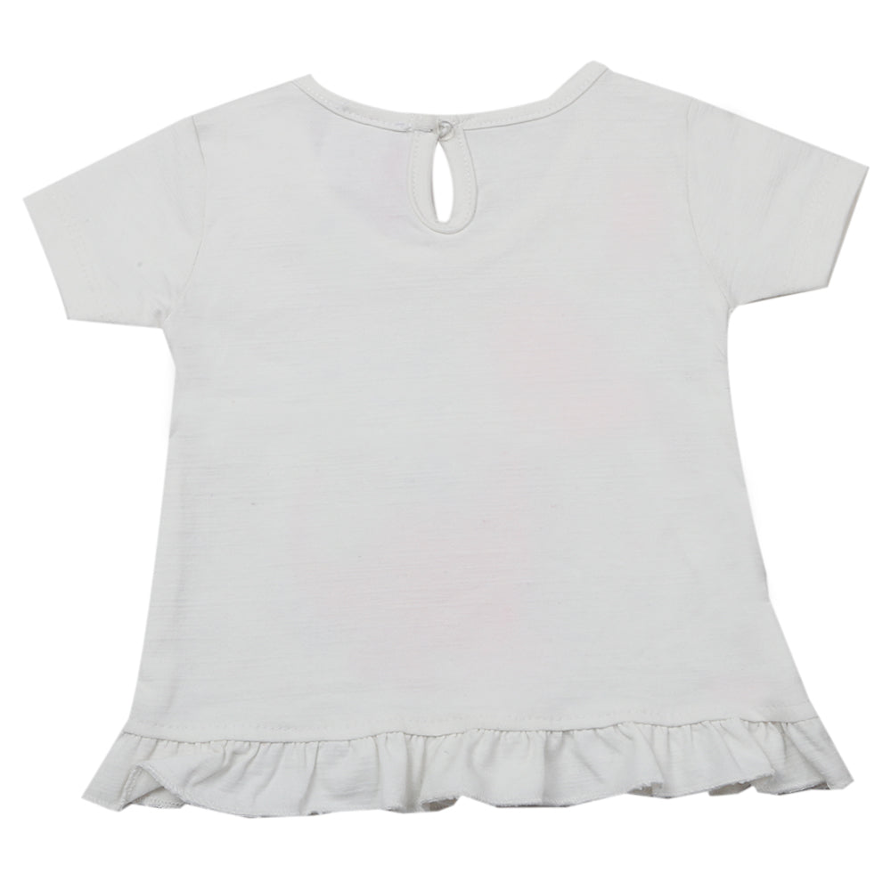 Newborn Girls Half Sleeves T-Shirt - White, Kids, Newborn Girls T-Shirts, Chase Value, Chase Value