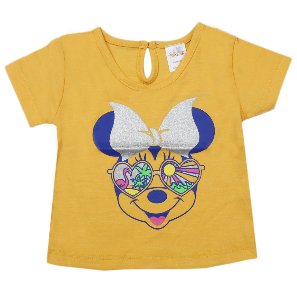 Newborn Girls Half Sleeves T-Shirt - Mustard, Kids, Newborn Girls T-Shirts, Chase Value, Chase Value