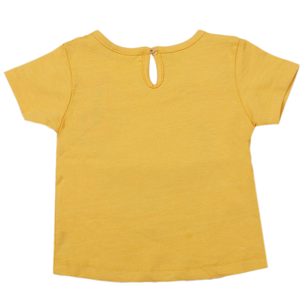 Newborn Girls Half Sleeves T-Shirt - Mustard, Kids, Newborn Girls T-Shirts, Chase Value, Chase Value