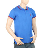 Men's Half Sleeves Collar Tip Polo T-Shirt - Blue, Men, T-Shirts And Polos, Chase Value, Chase Value