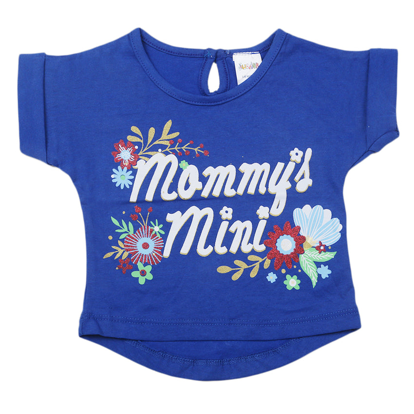 Newborn Girls Half Sleeves T-Shirt - Royal Blue, Kids, Newborn Girls T-Shirts, Chase Value, Chase Value