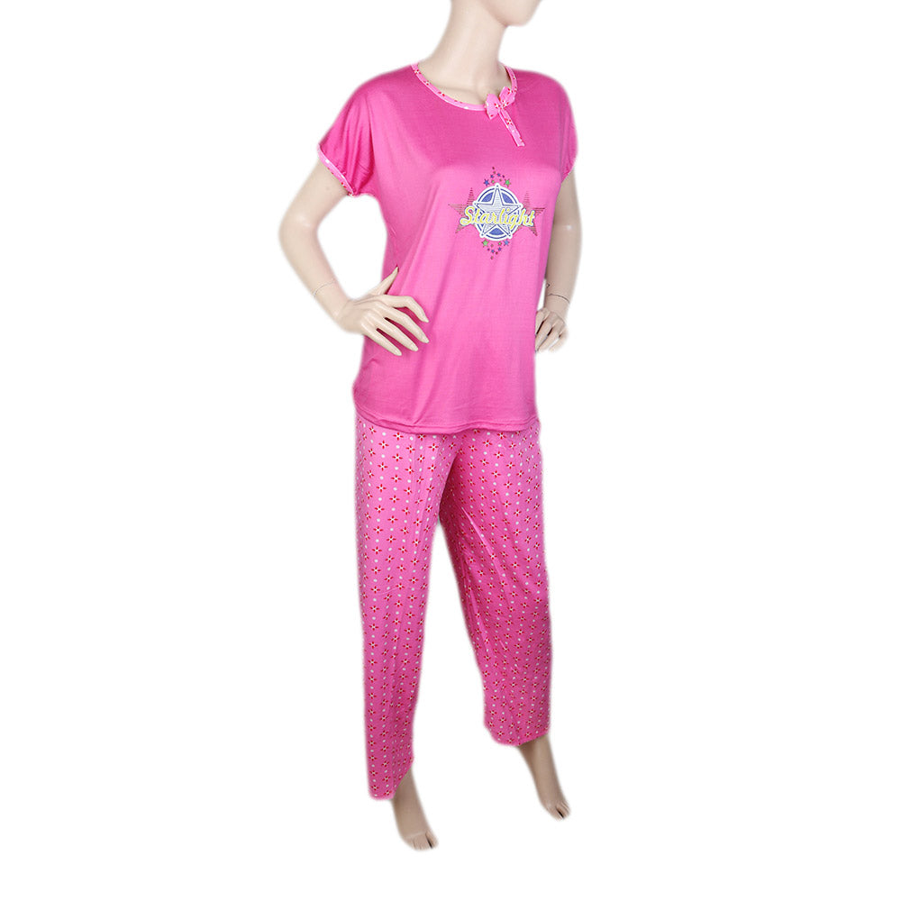 Women's 2 Piece Night Suit - Pink, Women, Night Suit, Chase Value, Chase Value