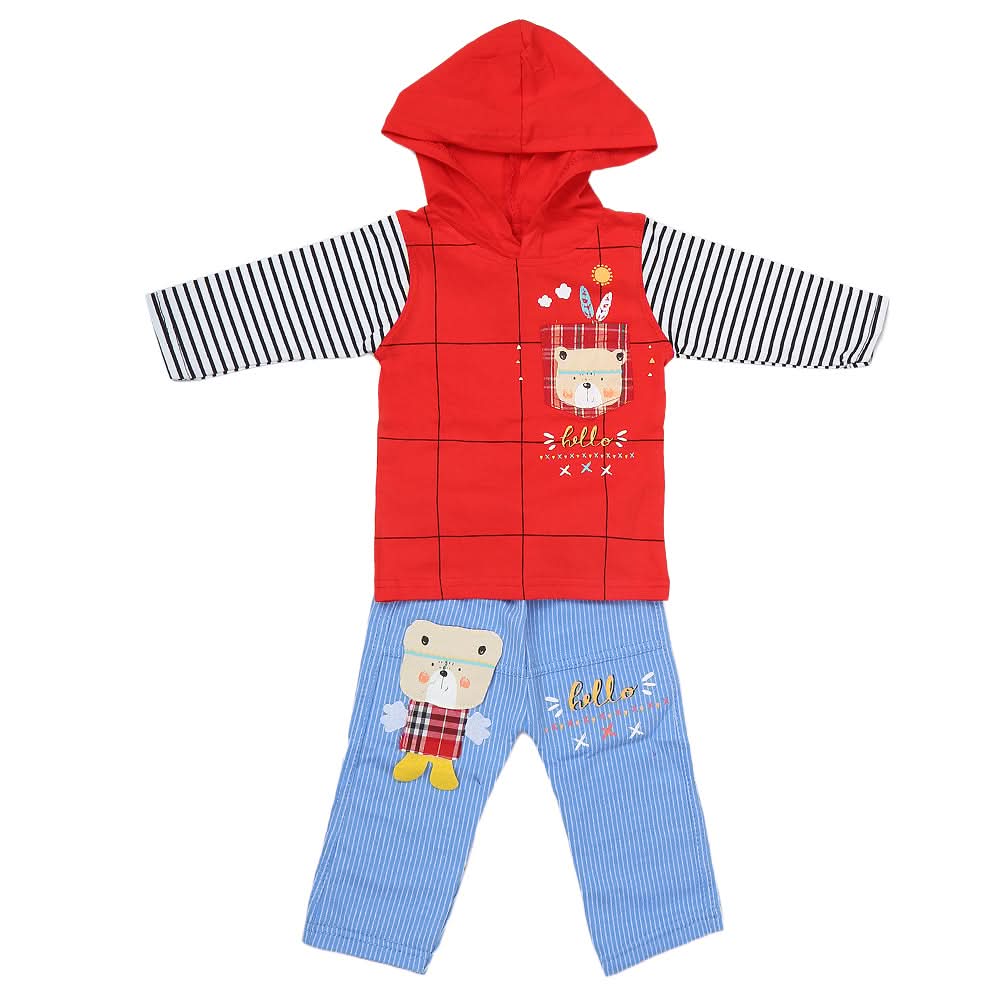 Newborn Boys Full Sleeve Suit (9009) - Red, Kids, NB Boys Sets And Suits, Chase Value, Chase Value