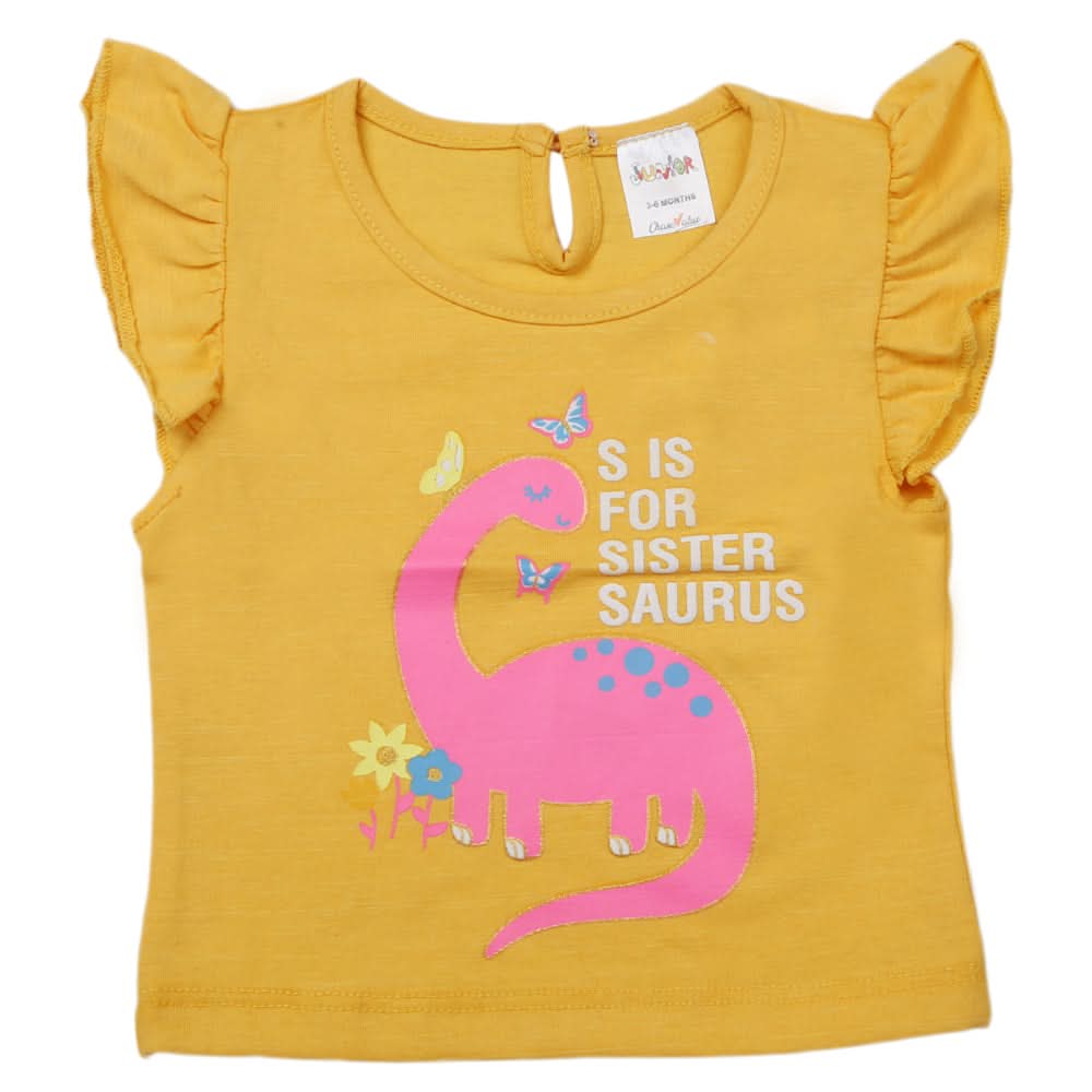 Newborn Girls Half Sleeves T-Shirt - Mustard, Kids, Newborn Girls T-Shirts, Chase Value, Chase Value