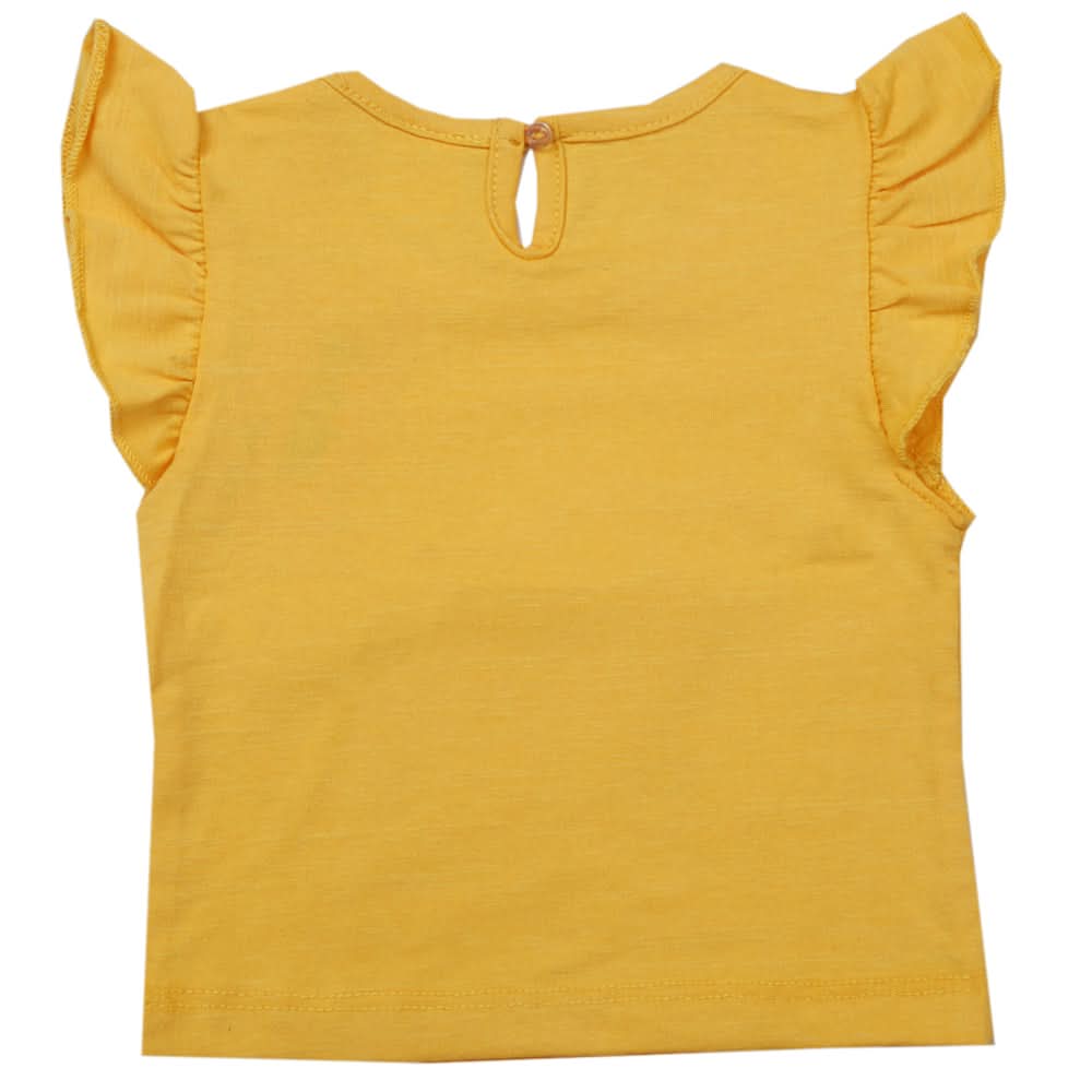 Newborn Girls Half Sleeves T-Shirt - Mustard, Kids, Newborn Girls T-Shirts, Chase Value, Chase Value