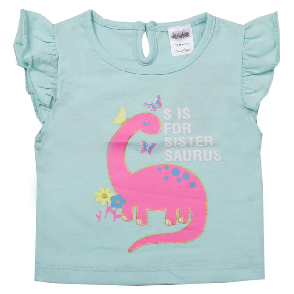 Newborn Girls Half Sleeves T-Shirt - Cyan, Kids, Newborn Girls T-Shirts, Chase Value, Chase Value