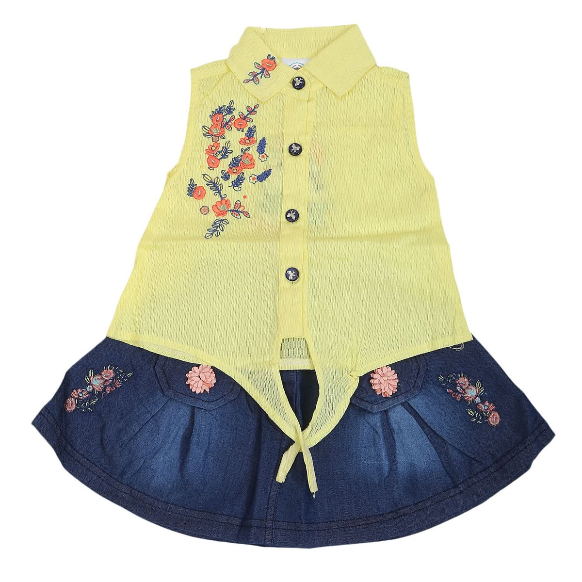 Newborn Girls Half Sleeves Skirt Suit 6B-134 - Yellow, Kids, NB Girls Sets And Suits, Chase Value, Chase Value