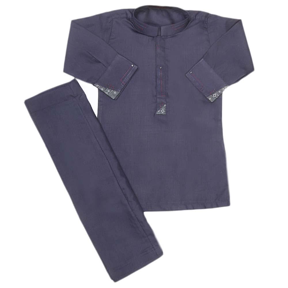 Boys Embroidered Kurta Shalwar Suit - Navy Blue, Kids, Boys Shalwar Kameez, Chase Value, Chase Value