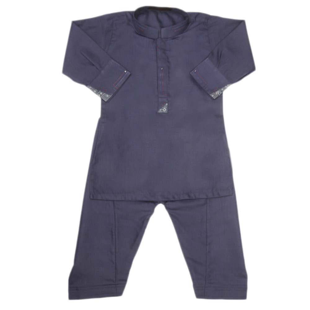 Boys Embroidered Kurta Shalwar Suit - Navy Blue, Kids, Boys Shalwar Kameez, Chase Value, Chase Value