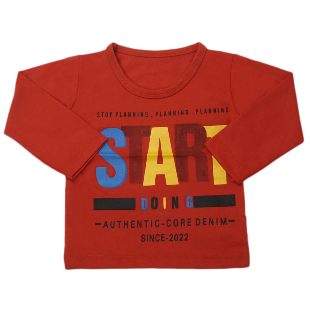 Boy's Full Sleeves T-Shirt - Rust, Kids, Boys T-Shirts, Chase Value, Chase Value