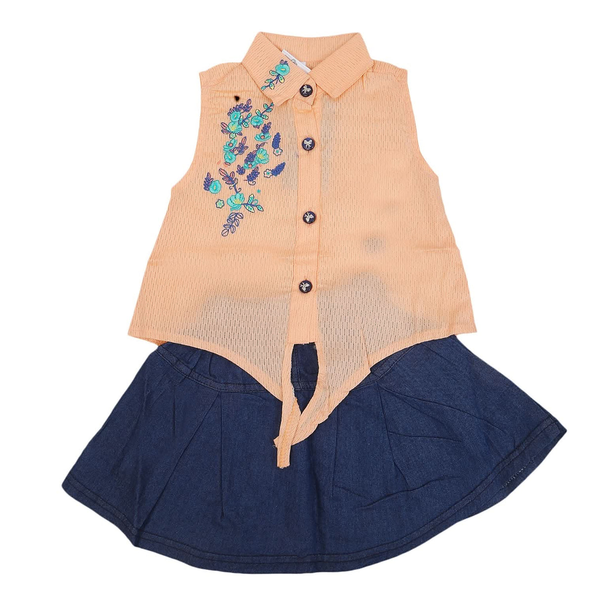 Newborn Girls Half Sleeves Skirt Suit 6B-134 - Peach, Kids, NB Girls Sets And Suits, Chase Value, Chase Value