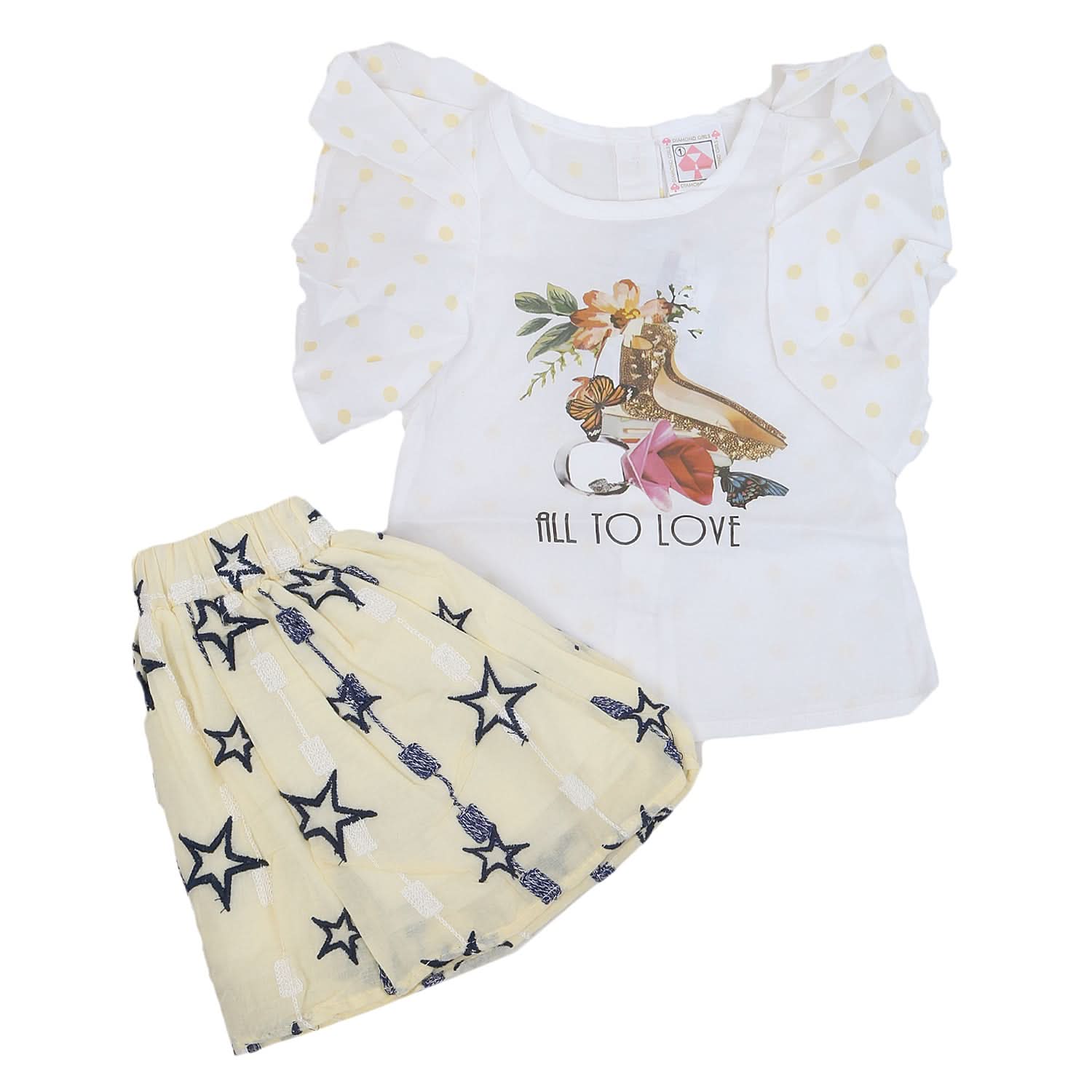 Newborn Girls Half Sleeves Skirt Suit - Yellow, Kids, NB Girls Sets And Suits, Chase Value, Chase Value