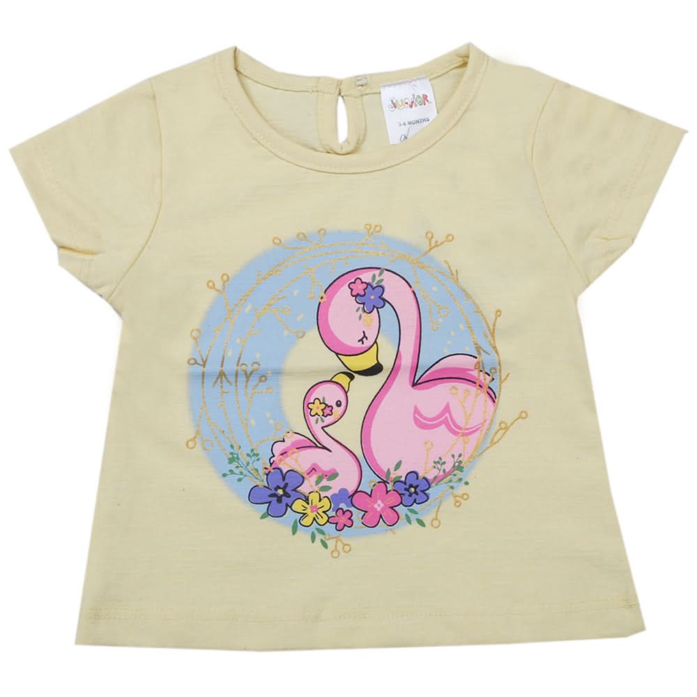 Newborn Girls Half Sleeves T-Shirt - Yellow, Kids, Newborn Girls T-Shirts, Chase Value, Chase Value