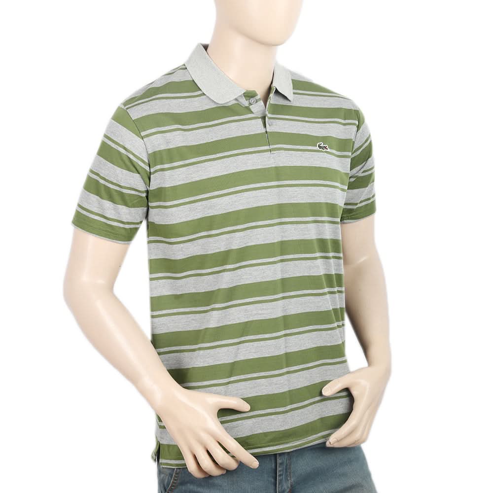 Men's Yarn Dyed Half Sleeves Polo T-Shirt - Green, Men, T-Shirts And Polos, Chase Value, Chase Value