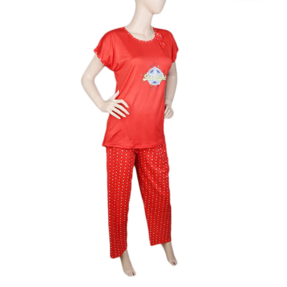 Women's 2 Piece Night Suit - Red, Women, Night Suit, Chase Value, Chase Value