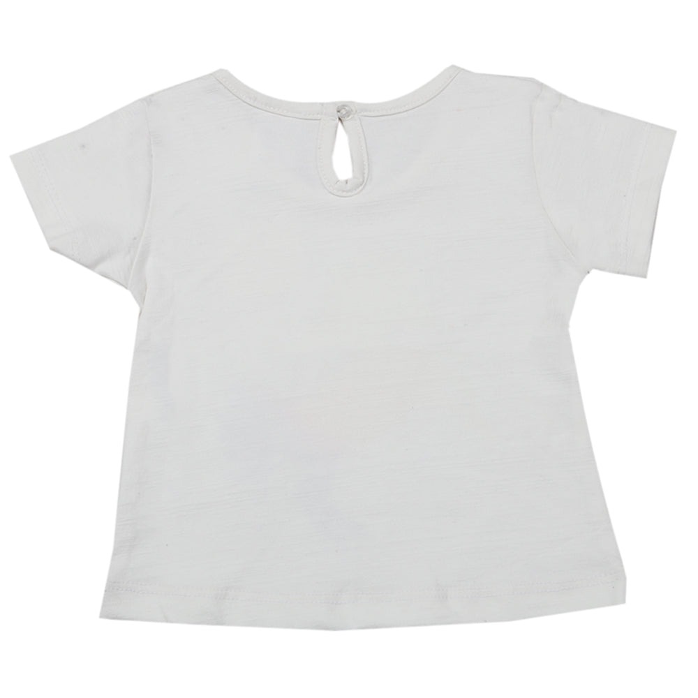 Newborn Girls Half Sleeves T-Shirt - White, Kids, Newborn Girls T-Shirts, Chase Value, Chase Value