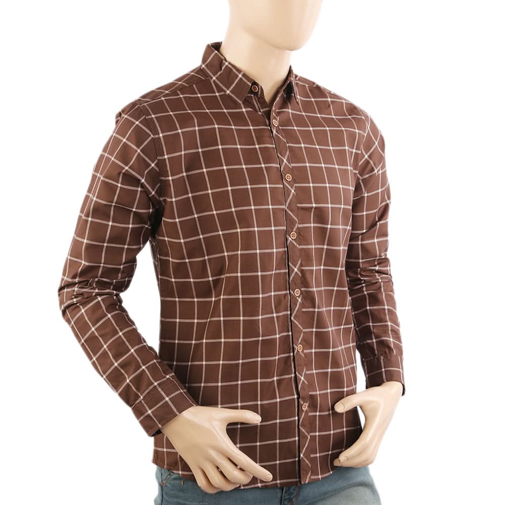 Men's Casual Club Check Shirt - Dark Brown, Men's Shirts, Chase Value, Chase Value