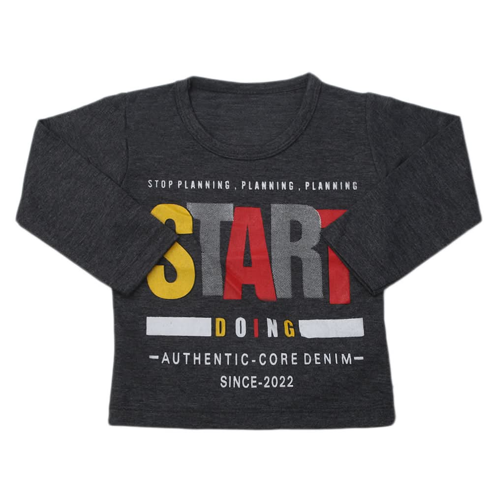 Boy's Full Sleeves T-Shirt 8753 - Grey, Kids, Boys T-Shirts, Chase Value, Chase Value