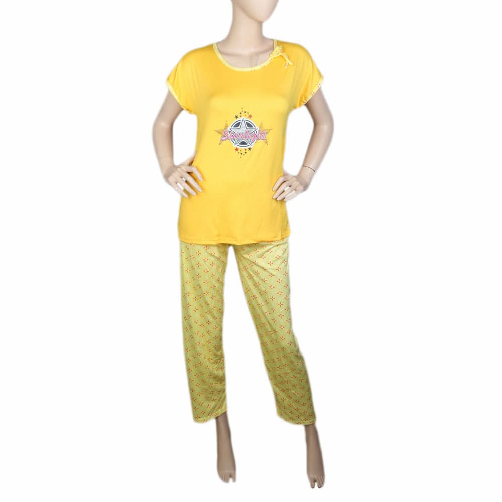 Women's 2 Piece Night Suit - Yellow, Women, Night Suit, Chase Value, Chase Value