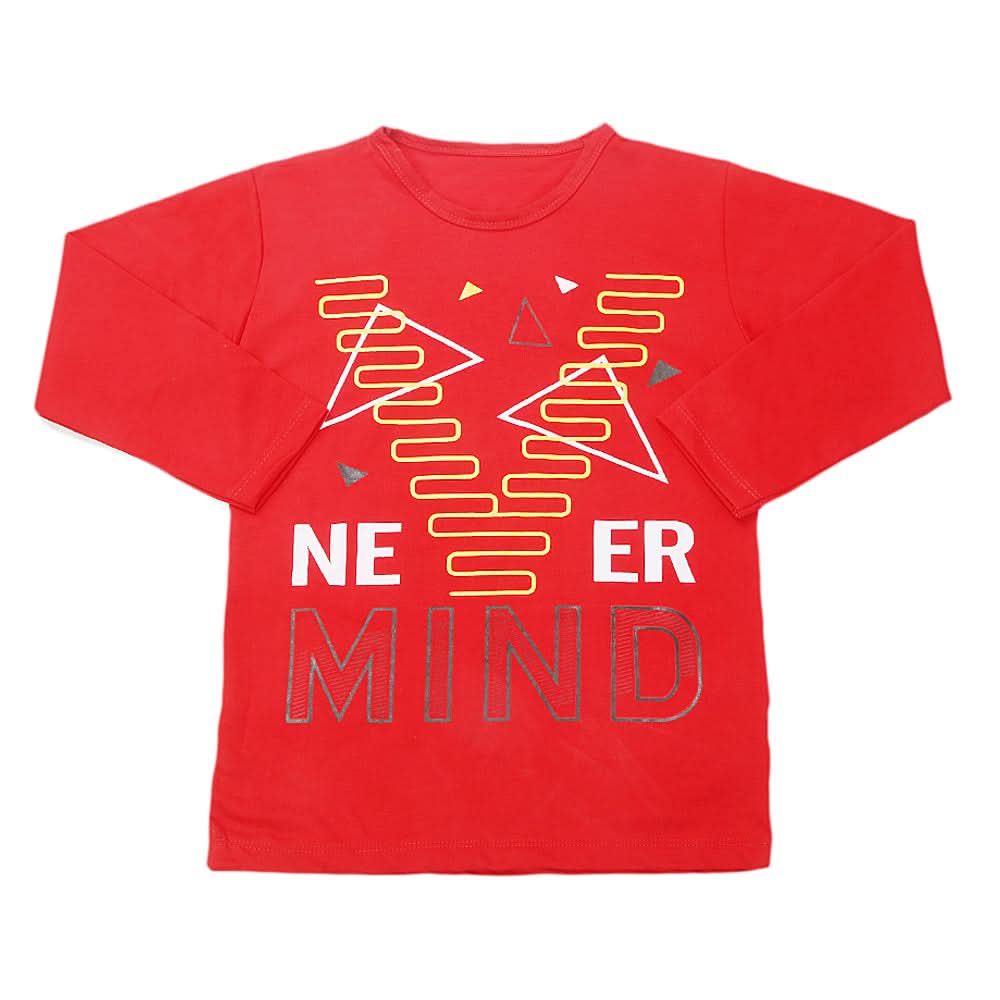 Boy's Full Sleeves T-Shirt - Red, Kids, Boys T-Shirts, Chase Value, Chase Value