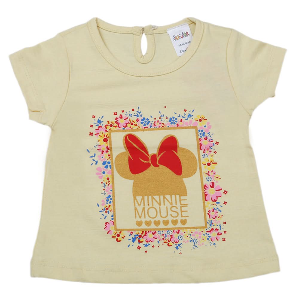 Newborn Girls Half Sleeves T-Shirt - Yellow, Kids, Newborn Girls T-Shirts, Chase Value, Chase Value