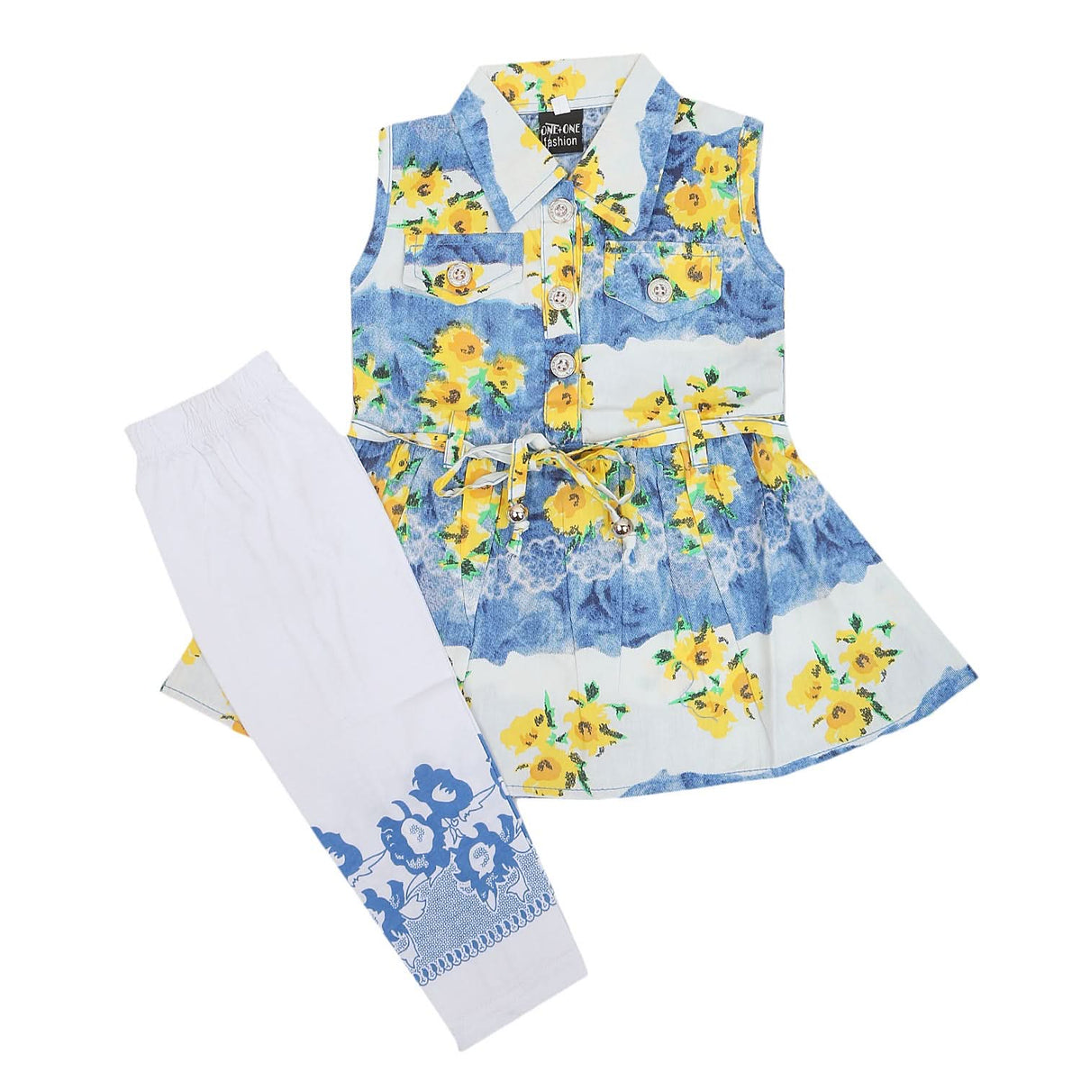 Girls Half Sleeves Tights Suit - Blue, Kids, Girls Sets And Suits, Chase Value, Chase Value