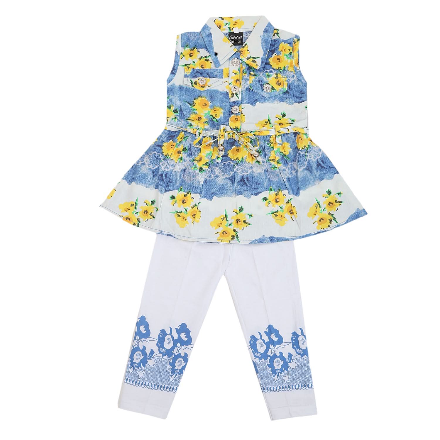 Girls Half Sleeves Tights Suit - Blue, Kids, Girls Sets And Suits, Chase Value, Chase Value