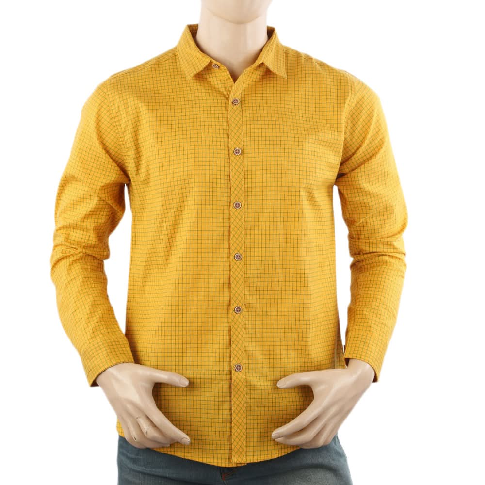 Men's Casual Club Check Shirt - Yellow, Men's Shirts, Chase Value, Chase Value