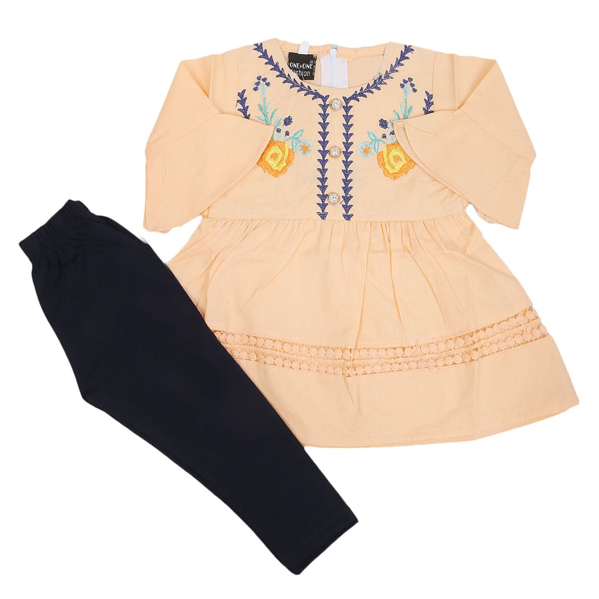 Girls Half Sleeves Tights Suit - Peach, Kids, Girls Sets And Suits, Chase Value, Chase Value