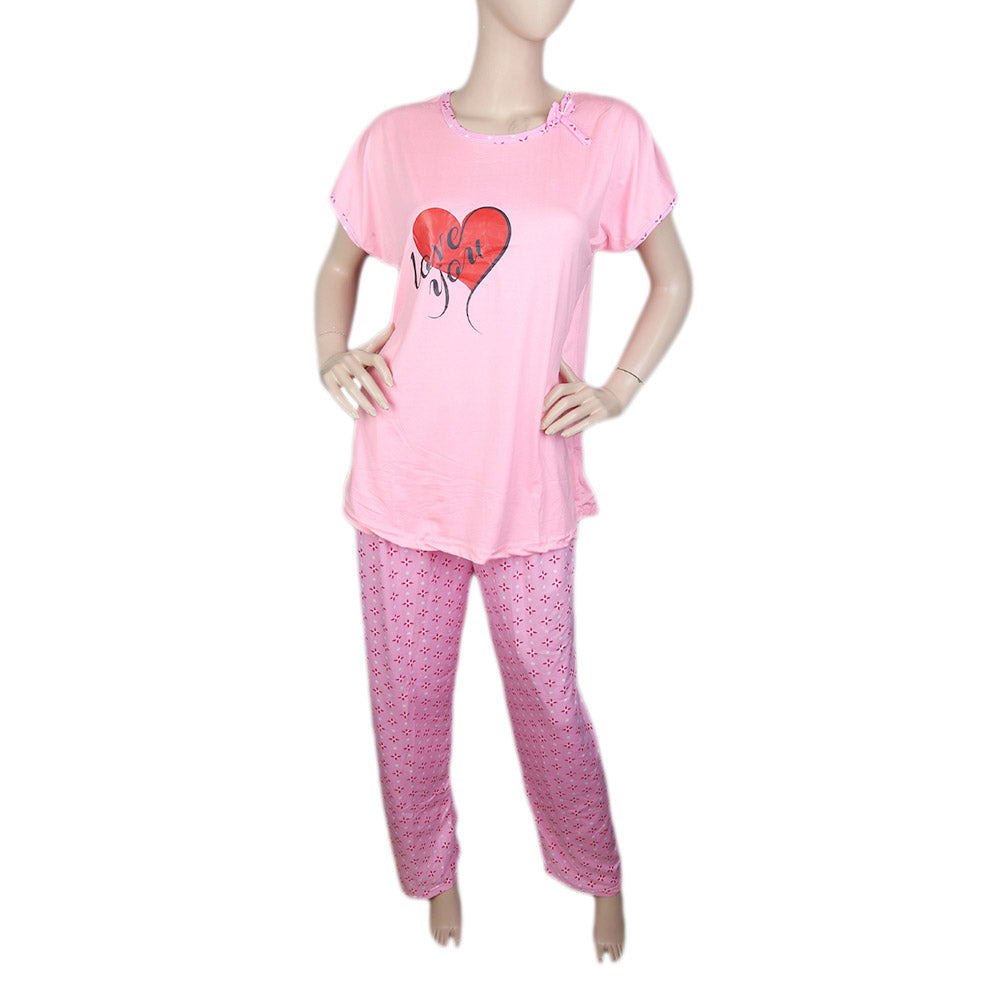 Women's 2 Piece Night Suit - Light Pink, Women, Night Suit, Chase Value, Chase Value