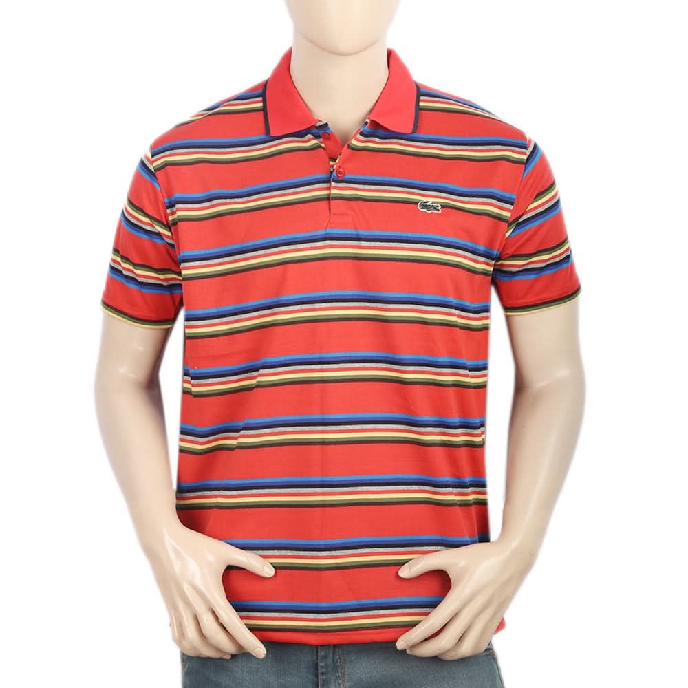 Men's Yarn Dyed Half Sleeves Polo T-Shirt - Red, Men, T-Shirts And Polos, Chase Value, Chase Value