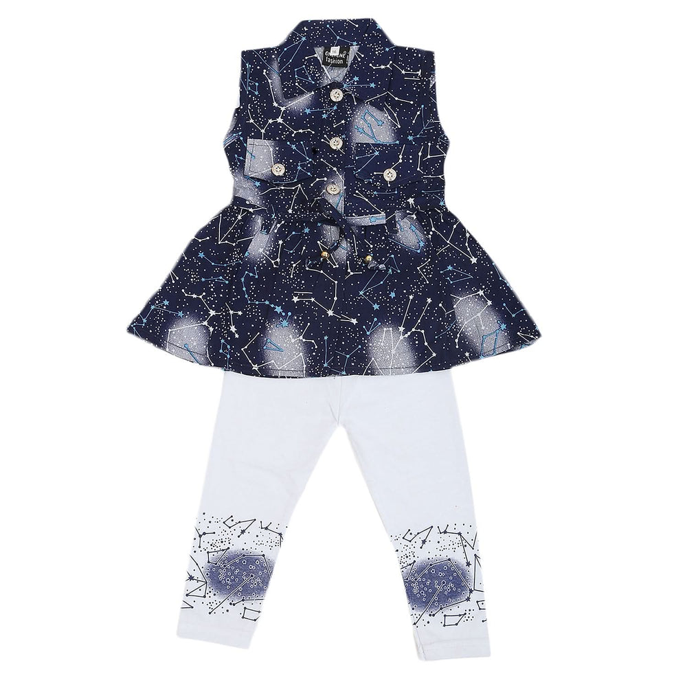 Girls Half Sleeves Tights Suit - Navy Blue, Kids, Girls Sets And Suits, Chase Value, Chase Value