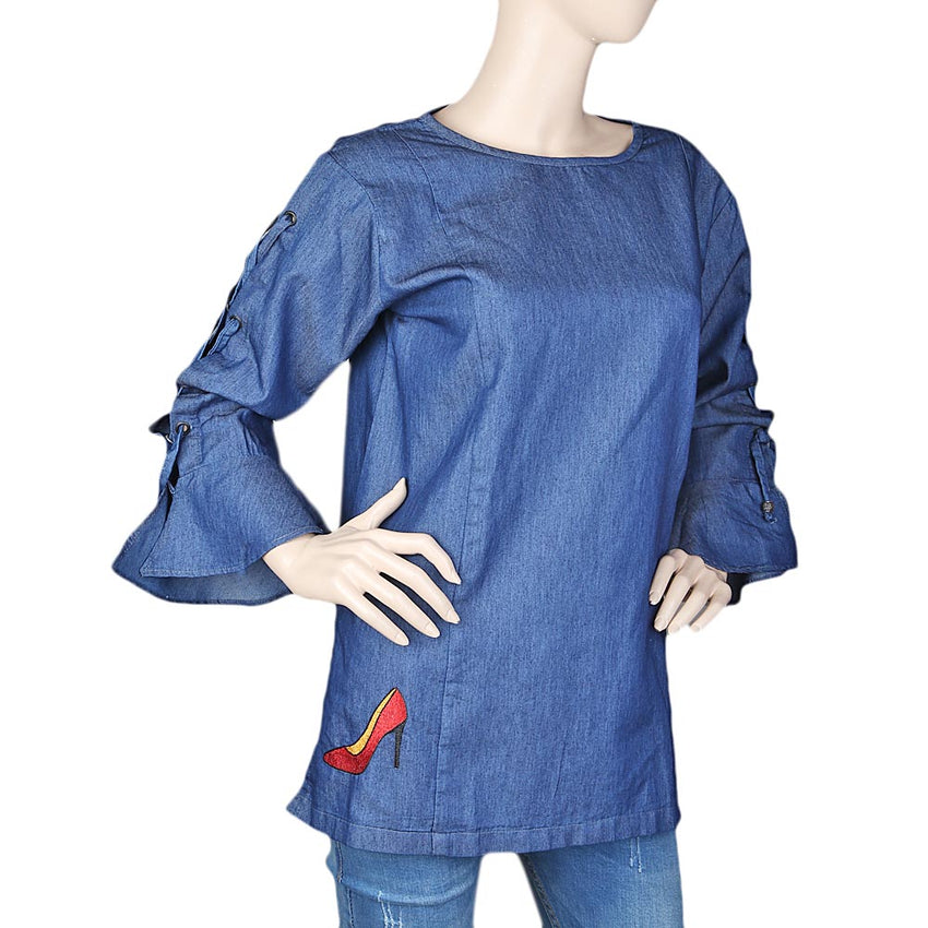 Women's Denim Woven Top - Blue, Women, T-Shirts And Tops, Chase Value, Chase Value