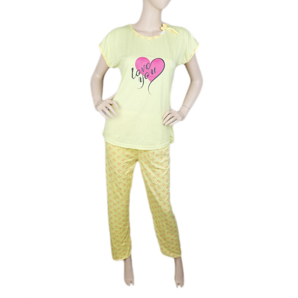 Women's 2 Piece Night Suit - Yellow, Women, Night Suit, Chase Value, Chase Value