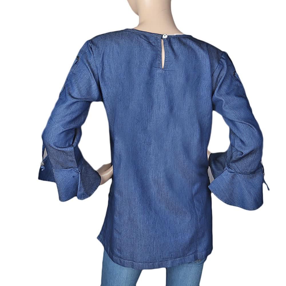 Women's Denim Woven Top - Blue, Women, T-Shirts And Tops, Chase Value, Chase Value