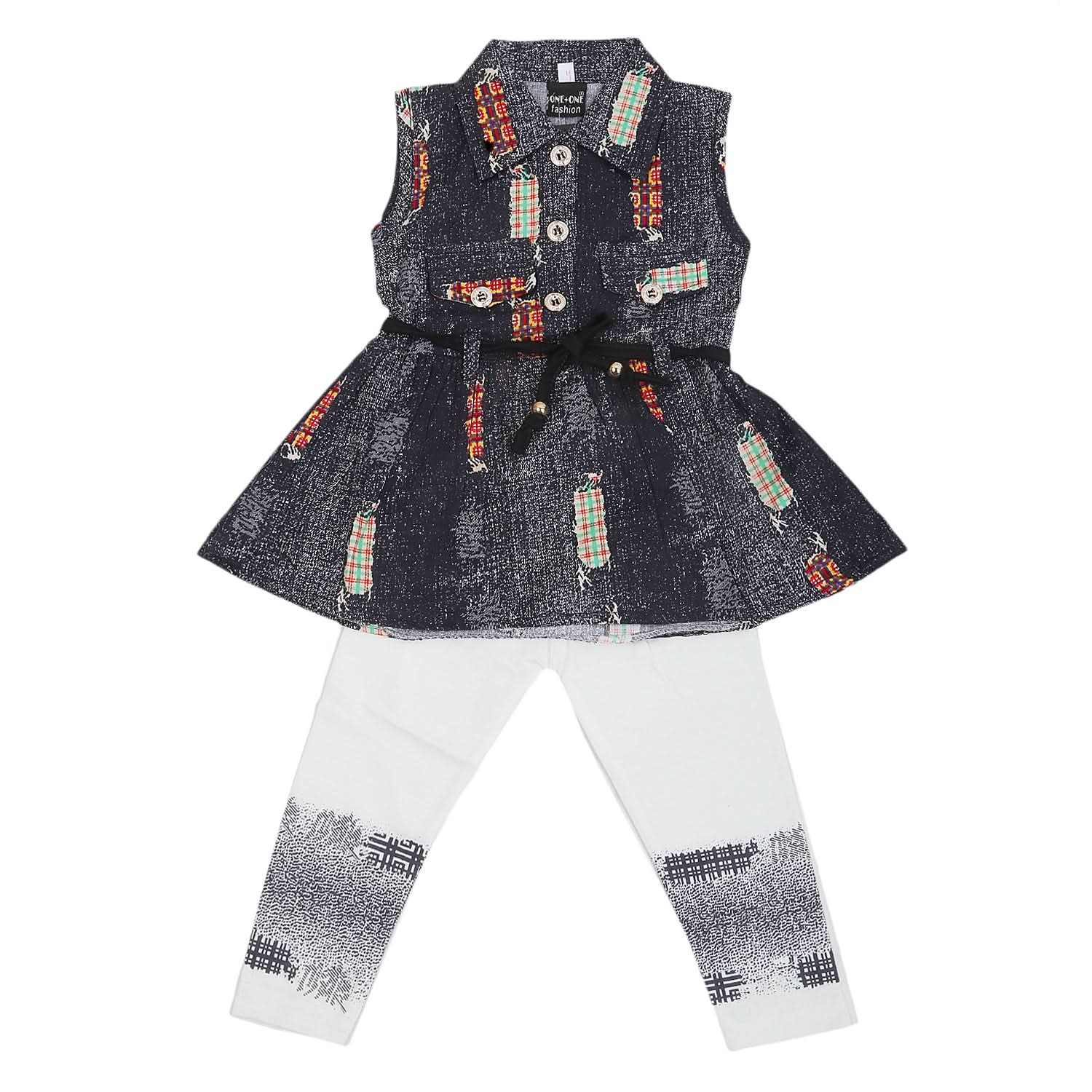 Girls Half Sleeves Tights Suit - Grey, Kids, Girls Sets And Suits, Chase Value, Chase Value